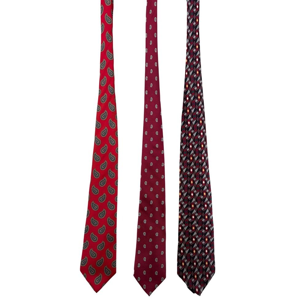 Vintage 100% Silk ties Lot of 3, Woodwards brand, power tie, 90s fashion